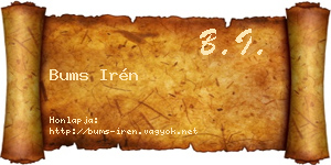 Bums Irén névjegykártya